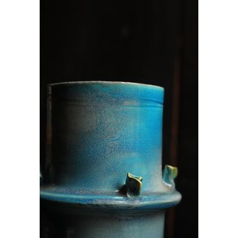 人間国宝加藤卓男 ペルシャブルー花生/花瓶　S2515 