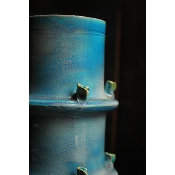 人間国宝加藤卓男 ペルシャブルー花生/花瓶　S2515 