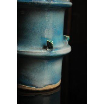 人間国宝加藤卓男 ペルシャブルー花生/花瓶　S2515 