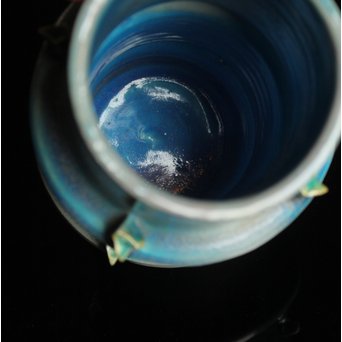 人間国宝加藤卓男 ペルシャブルー花生/花瓶　S2515 