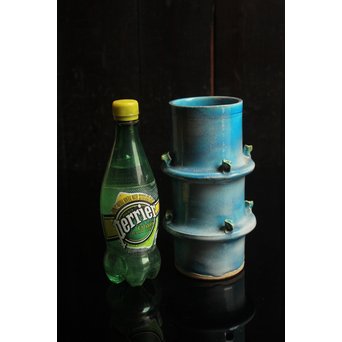 人間国宝加藤卓男 ペルシャブルー花生/花瓶　S2515 