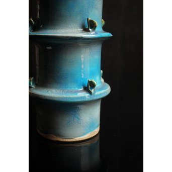 人間国宝加藤卓男 ペルシャブルー花生/花瓶　S2515 