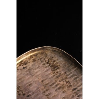 三世秦蔵六造小判型銀打出　急須盆/香盆　K147 