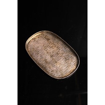 三世秦蔵六造小判型銀打出　急須盆/香盆　K147