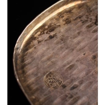 三世秦蔵六造小判型銀打出　急須盆/香盆　K147 