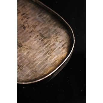 三世秦蔵六造小判型銀打出　急須盆/香盆　K147 