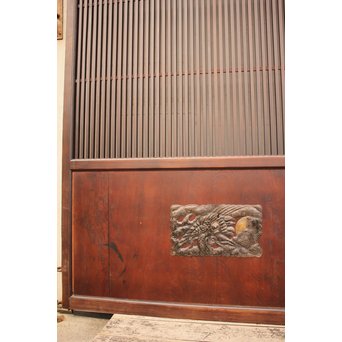 蔵戸風金具付中通し格子戸2枚1組　L663 