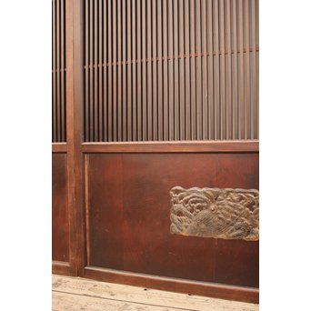 蔵戸風金具付中通し格子戸2枚1組　L663 