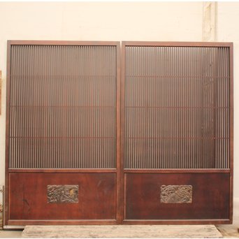 蔵戸風金具付中通し格子戸2枚1組　L663