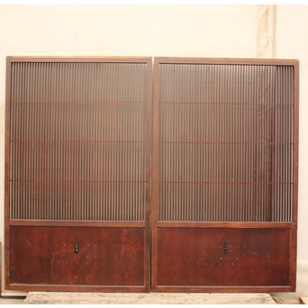 蔵戸風金具付中通し格子戸2枚1組　L663 