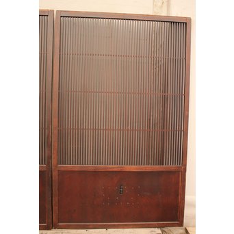 蔵戸風金具付中通し格子戸2枚1組　L663 