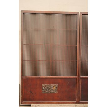 蔵戸風金具付中通し格子戸2枚1組　L663 