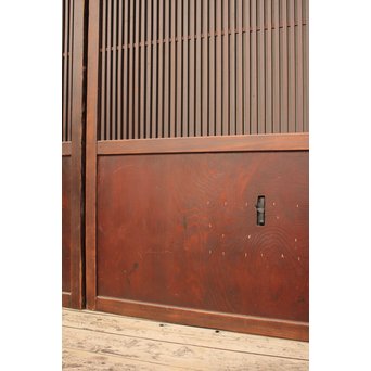 蔵戸風金具付中通し格子戸2枚1組　L663 