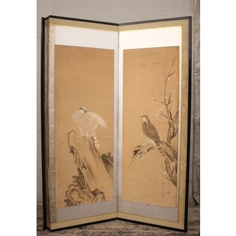 12の鷹　六曲一双屏風　K159 