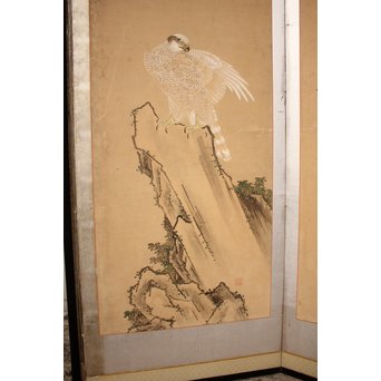 12の鷹　六曲一双屏風　K159 