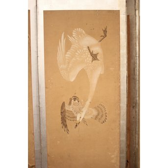 12の鷹　六曲一双屏風　K159 