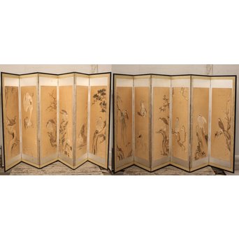 12の鷹　六曲一双屏風　K159