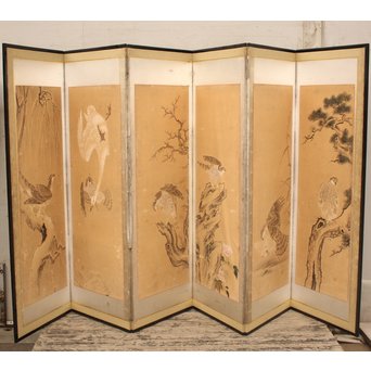 12の鷹　六曲一双屏風　K159 