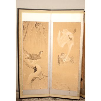 12の鷹　六曲一双屏風　K159 