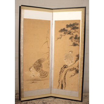 12の鷹　六曲一双屏風　K159 