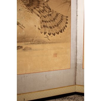 12の鷹　六曲一双屏風　K159 