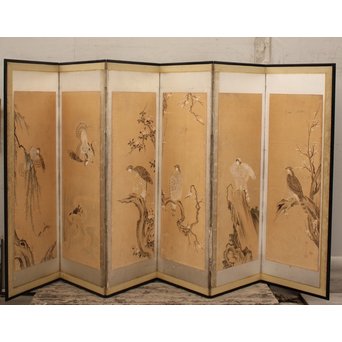 12の鷹　六曲一双屏風　K159 