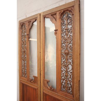 洋アンティークガラスドア2枚1組　GD852 