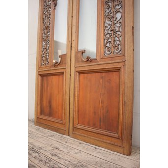 洋アンティークガラスドア2枚1組　GD852 