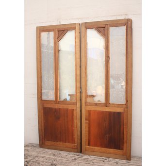洋アンティークガラスドア2枚1組　GD852 