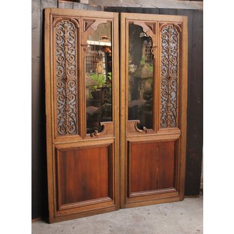 洋アンティークガラスドア2枚1組　GD852 