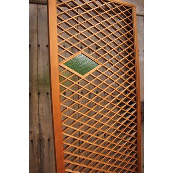 菱型組子と緑ダイア色ガラスの建具　L681 