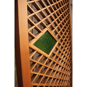 菱型組子と緑ダイア色ガラスの建具　L681 