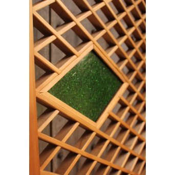 菱型組子と緑ダイア色ガラスの建具　L681 