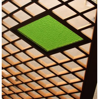 菱型組子と緑ダイア色ガラスの建具　L681 