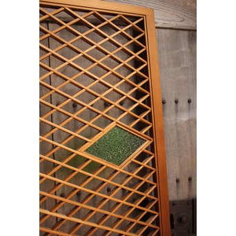 菱型組子と緑ダイア色ガラスの建具　L681 