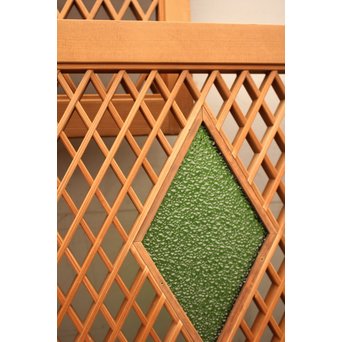 菱型組子と緑ダイア色ガラスの欄間　R1641 