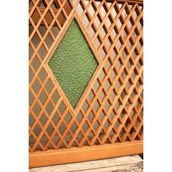 菱型組子と緑ダイア色ガラスの欄間　R1641 