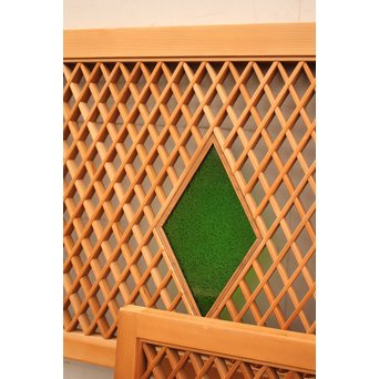 菱型組子と緑ダイア色ガラスの欄間　R1641 