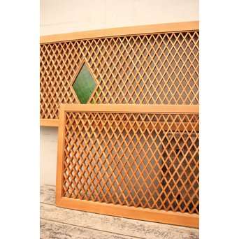 菱型組子と緑ダイア色ガラスの欄間　R1641 