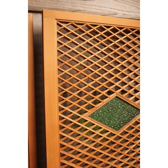 菱型組子と緑ダイア色ガラスの欄間　R1641 