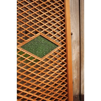 菱型組子と緑ダイア色ガラスの欄間　R1641 