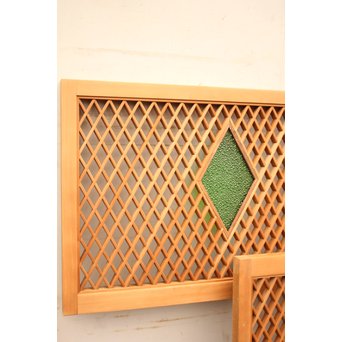 菱型組子と緑ダイア色ガラスの欄間　R1641 