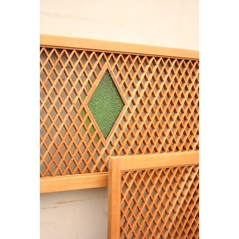 菱型組子と緑ダイア色ガラスの欄間　R1641 