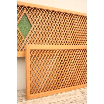 菱型組子と緑ダイア色ガラスの欄間　R1641 