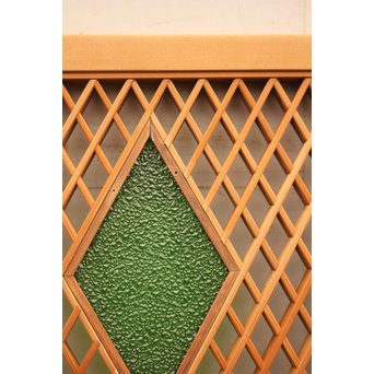 菱型組子と緑ダイア色ガラスの欄間　R1641 