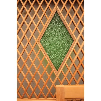 菱型組子と緑ダイア色ガラスの欄間　R1641 