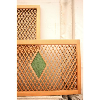 菱型組子と緑ダイア色ガラスの欄間　R1641 