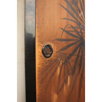 花鳥図一枚板の板絵2枚1組　B773Y 