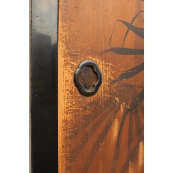 花鳥図一枚板の板絵2枚1組　B773Y 