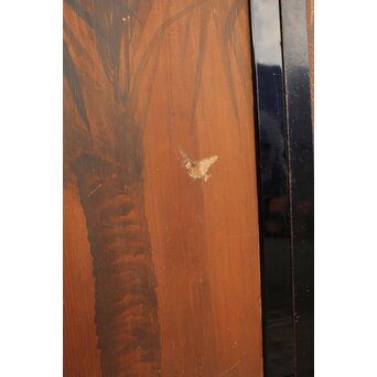 花鳥図一枚板の板絵2枚1組　B773Y 